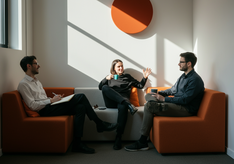 Finanzberater erklärt Kunden verschiedene Anlagestrategien anhand von Diagrammen und Dokumenten